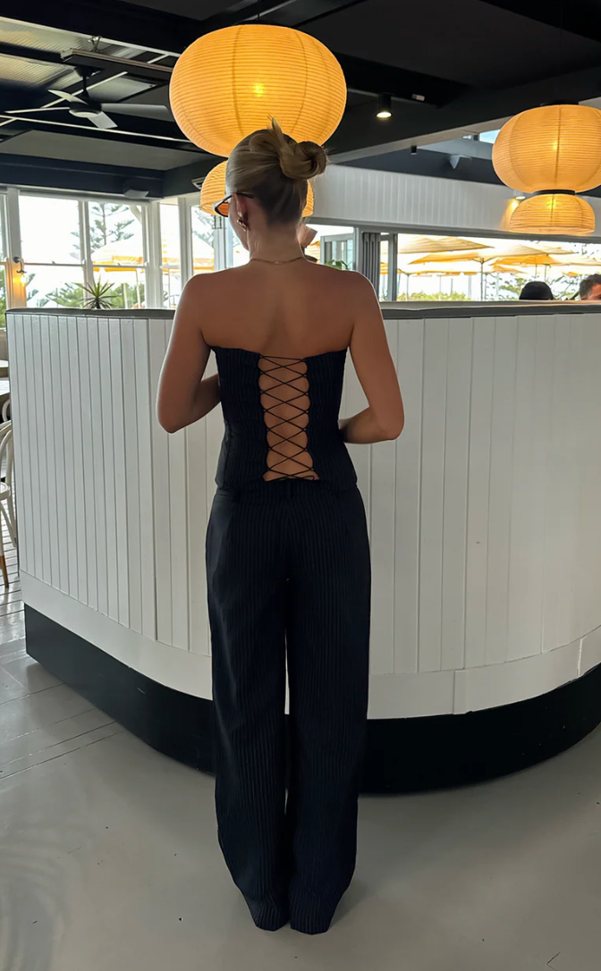 Pinstripe Corset Set